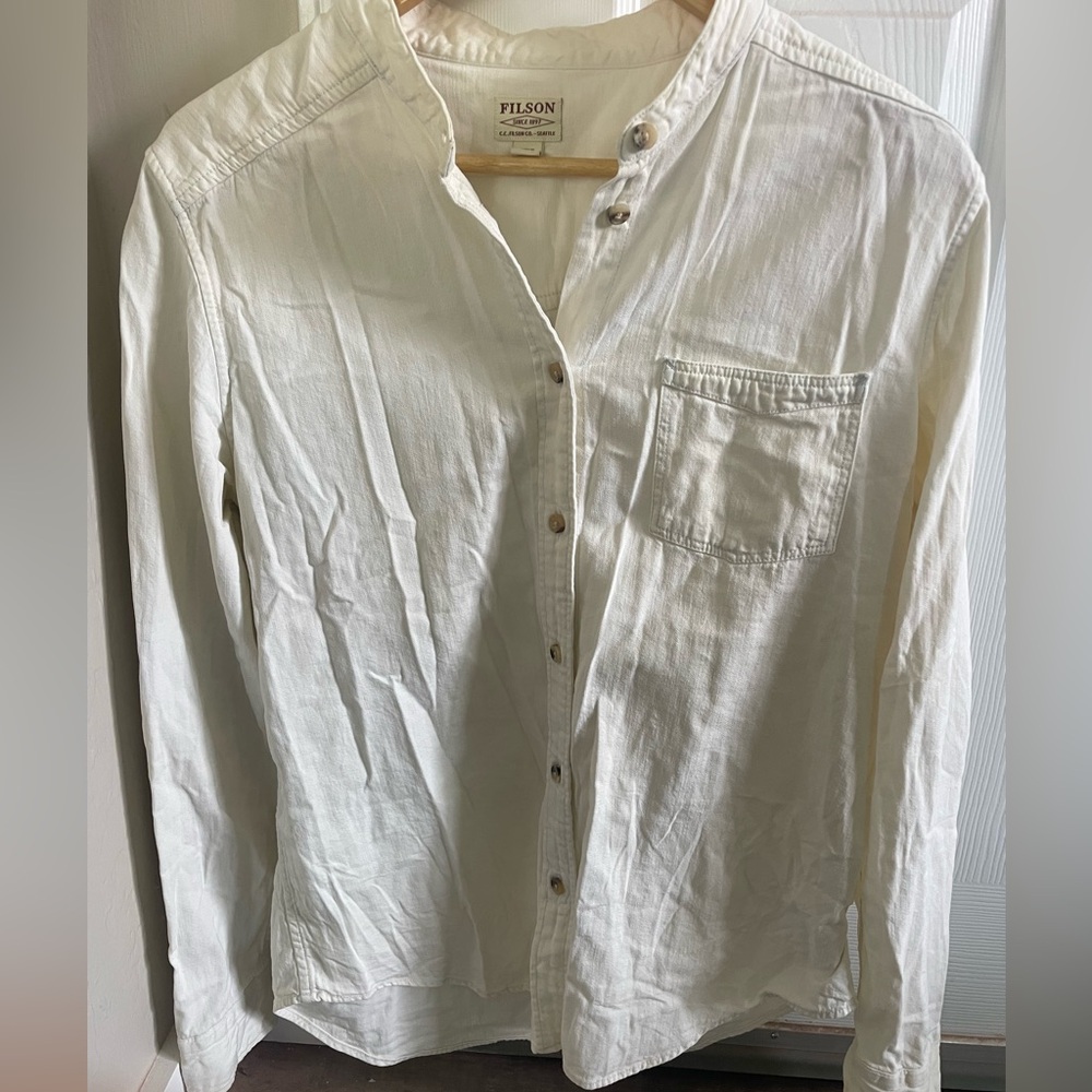 Filson women’s cream button down shirt, L